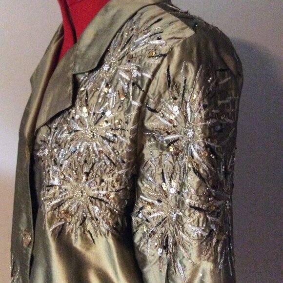 Gold Anage Silk Beaded Blazer - Picture 2 of 2